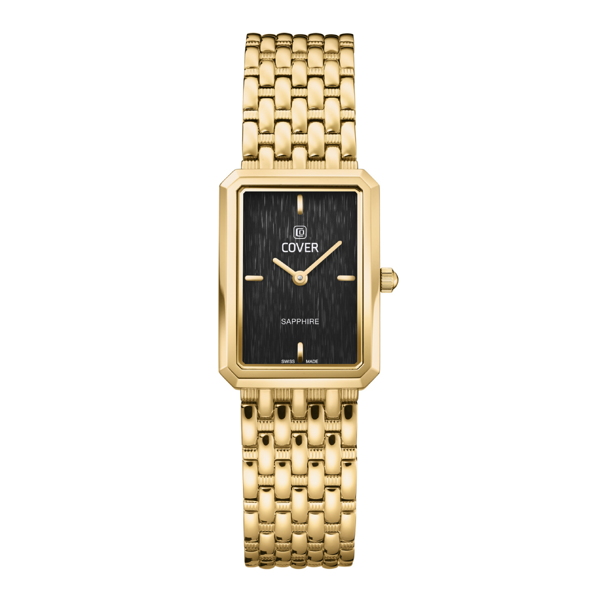 An elegant COVER Noble Square Ladies Elegant Black Dress Watch CO222.04 Swiss Made Luxury Watch for Women’s Stainless Steel Watch Women's Black Dial Watches