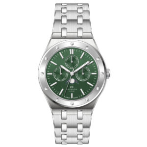 Continental Gents Moonphase Watch 21501-GM101950 - front view Men's Stainless Steel Watch Swiss Made Luxury Watch Luxury Watches For Men Green dial