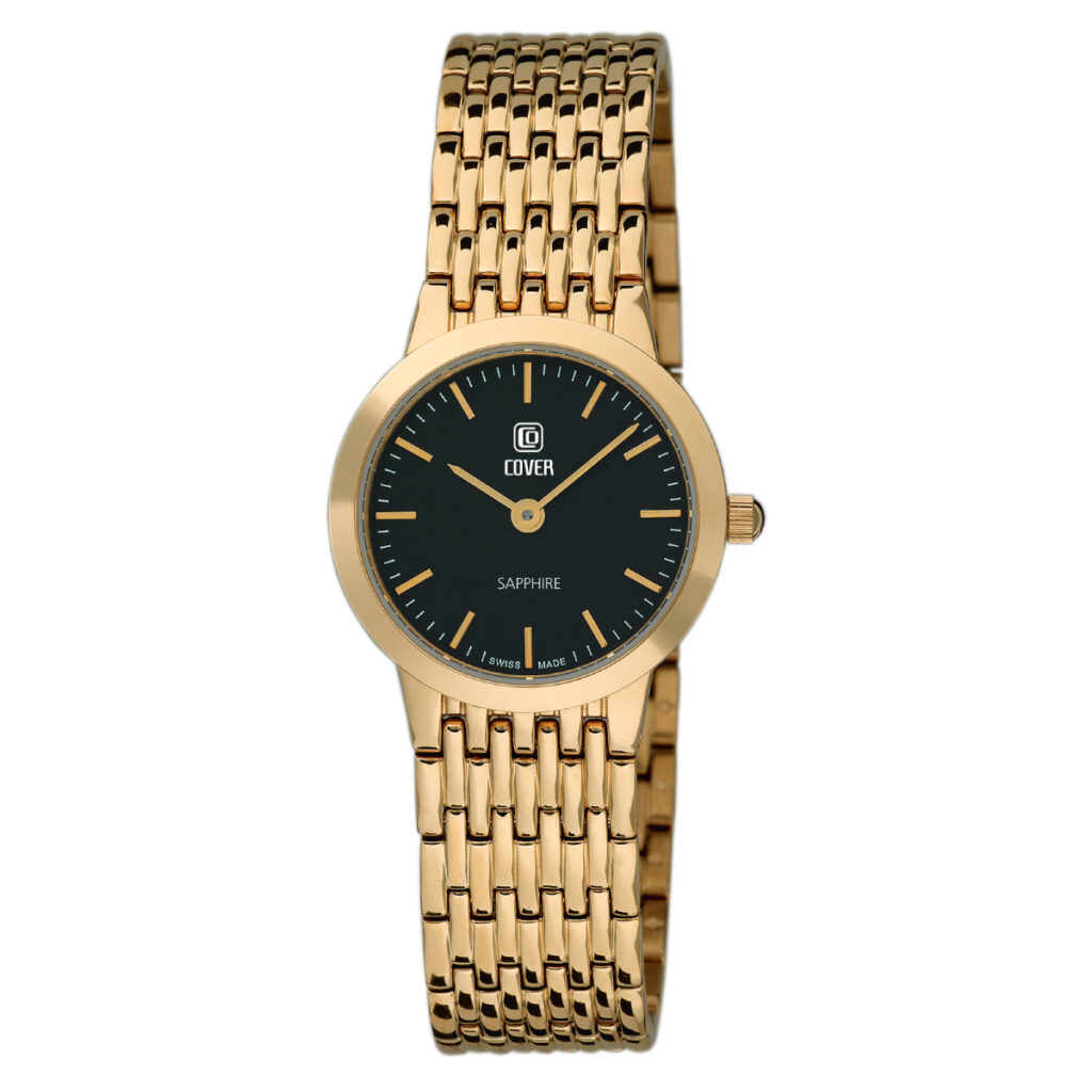 COVER Dress Watch CO125.06 Ladies' Dress Watch Swiss Made Luxury Watch Black Dial Yellow Gold PVD stainless steel bracelet