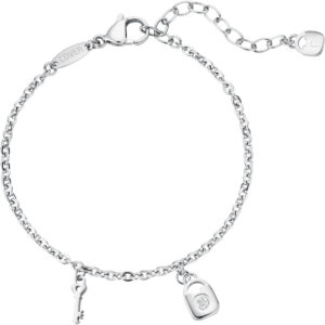 COVER 'SecretEmotion' JLW.CO1004.01 Bracelet Ladies Fashion Jewellery Charm Bracelet Stainless Steel Bracelet with a Lock & Key charm.