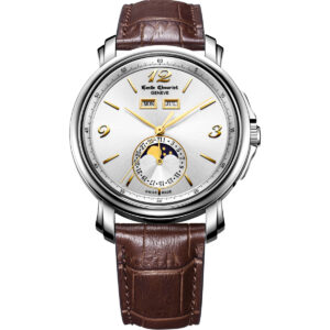 EMILE CHOURIET Gents Automatic Moonphase Watch 17.1168.G42.6.8.28.2 - front view - Swiss Made Luxury Watch - Men’s Stainless Steel Watch