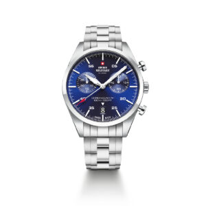 SWISS-MILITARY Chronograph Watch SM34090-02 Swiss Made Luxury Watch Luxury Watches For Men Men’s Stainless Steel Watch Men's Blue Dial Watches