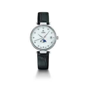 COVER Moonphase Watch CO196.04 Ladies' Dress Watch Swiss Made Luxury Watch Mother Of Pearl Dial Black Leather Strap