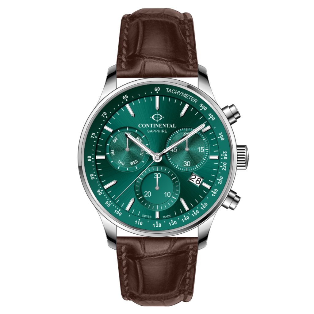 CONTINENTAL Gent's Chronograph Watch 22001.GC156950 Men's Stainless Steel Watch Swiss Made Luxury Watch Luxury Watches For Men Green Dial