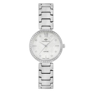 Continental Ladies Dress Watch 19601-LT101501 - front view Ladies Stainless Steel Watch Luxury Watches For Ladies Swiss Made Luxury Watch White Mother Of Pearl Dial - front view