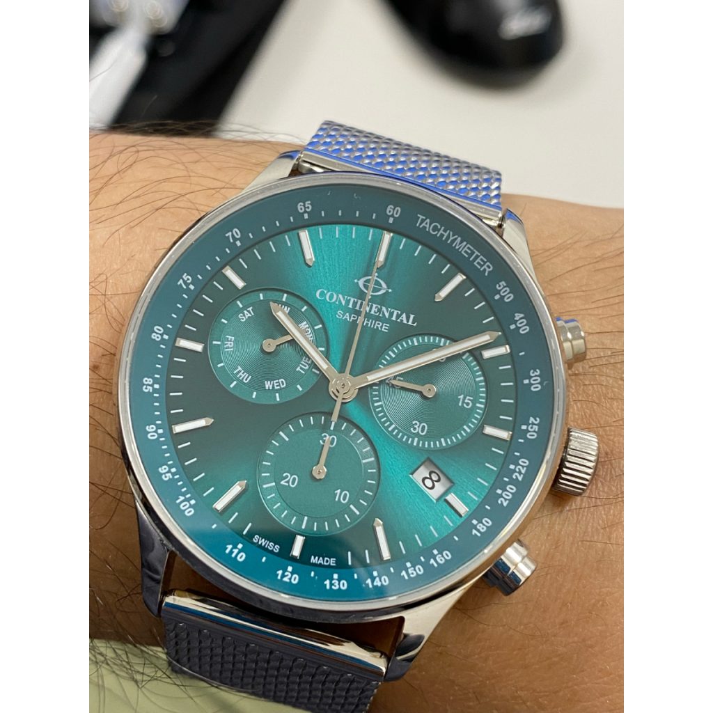 CONTINENTAL Gent's Chronograph Watch 22001-GC101950.001 Swiss Made Luxury Watch Luxury Watches For Men Men’s Stainless Steel Watch Men's Green Dial Watches