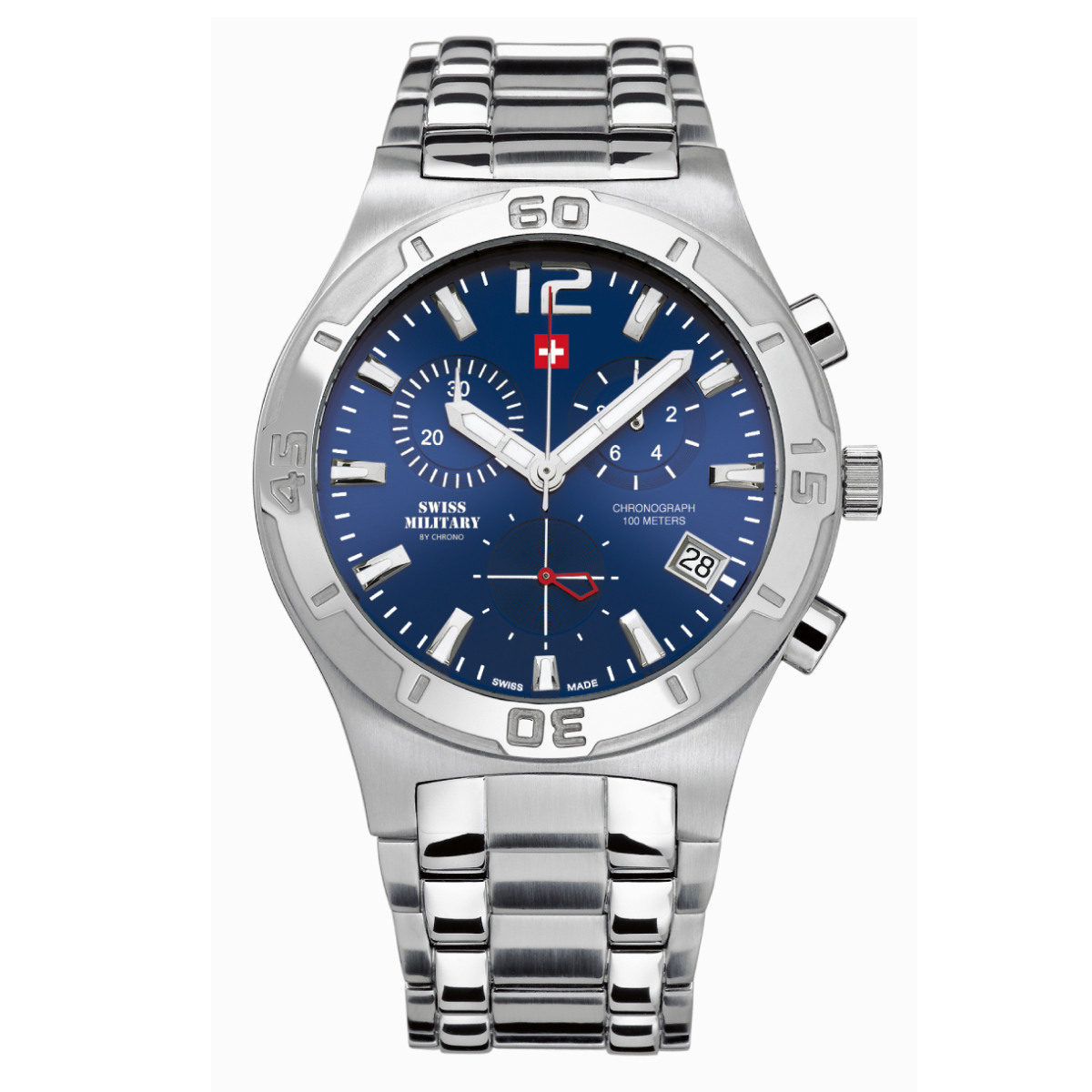 Swiss Military Gents Chronograph Watch SM34015.03 - Swiss Made Luxury Watch Luxury Watches For Men Men’s Stainless Steel Watch Men's Blue Dial Watches