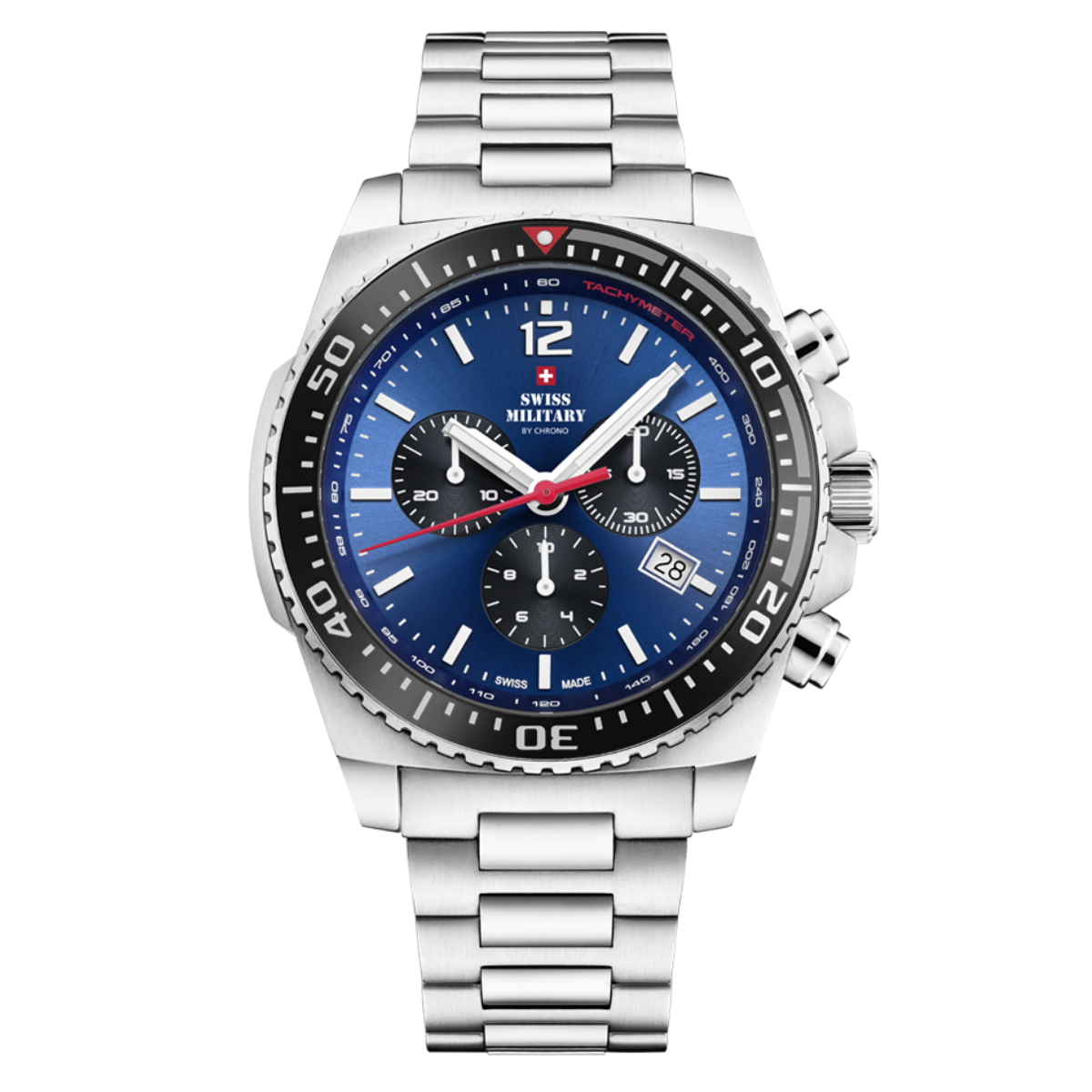 Swiss Military Gents Chronograph Watch SM34093.02 - Swiss Made Luxury Watch Luxury Watches For Men Men’s Stainless Steel Watch Men's Blue Dial Watches