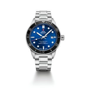 SWISS-MILITARY Dive Watch SM34088-02 Swiss Made Luxury Watch Luxury Watches For Men Men’s Stainless Steel Watch Men's Blue Dial Watches