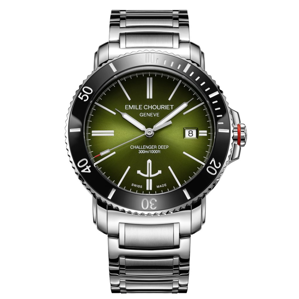 The EMILE-CHOURIET Dive Watch 08.1169.G.6.AW.E8.6 Men’s Automatic Sports Watch Swiss Made Luxury Watch Men's Dive Watch Green Dial