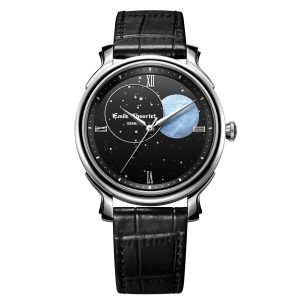 EMILE-CHOURIET Moonphase Watch 29.1178.G.6.8.03.2 is a stylish Men’s Automatic Dress Watch and a Swiss Made Luxury Watch in Stainless Steel & Black dial - front view
