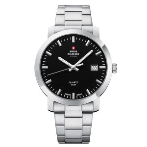 SWISS-MILITARY Gent’s Watch SM34083.01 Swiss Made Luxury Watch Luxury Watches For Men Men's Stainless Steel Watch Black Dial