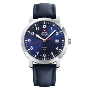 SWISS-MILITARY Gent’s Watch SM34083.12 Swiss Made Luxury Watch Luxury Watches For Men Men's Stainless Steel Watch Blue Dial - front view