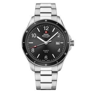 SWISS-MILITARY Sports Watch SM34096.01 Swiss Made Luxury Watch Luxury Watches For Men Men’s Stainless Steel Watch Men's Black Dial Watches