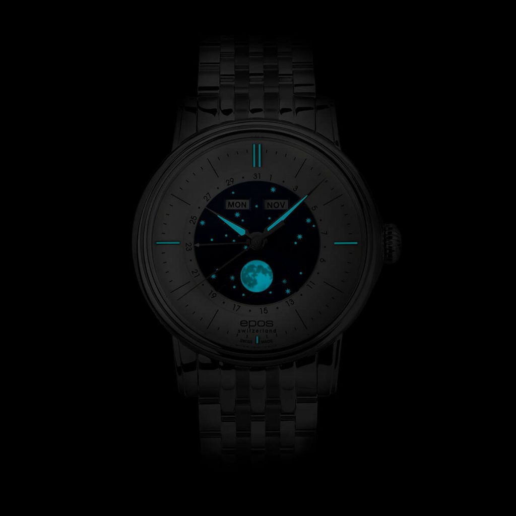 The EPOS 'Big Moon - Classic' Gents Automatic Moonphase Watch 3439.322.20.18.30 is a Swiss Made Luxury Watch, Men's Stainless Steel Watch & Men's Elegant Dress Watch with an Automatic Movement.