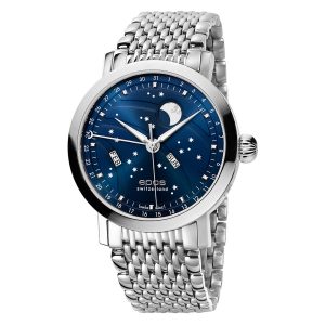 The EPOS 'Big Moon' Gents Automatic Moonphase Watch 3440.322.20.16.30 is a Swiss Made Luxury Watch, Men's Stainless Steel Watch & Men's Elegant Dress Watch with an Automatic Movement - front view