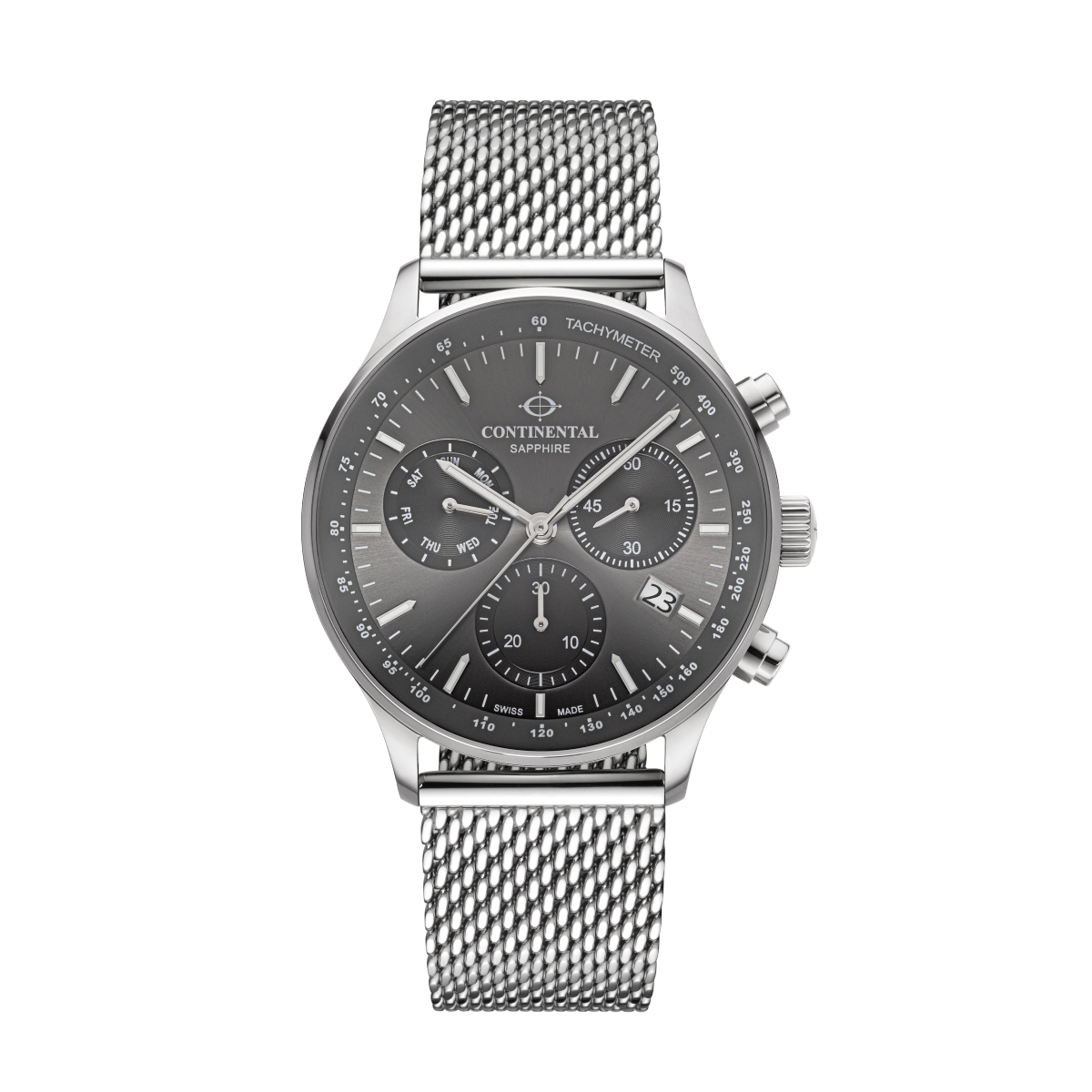 CONTINENTAL Chronograph Watch 22001.GC101680 with Date indicator, Swiss Made Luxury Watch Men’s Stainless Steel Watch Dark Grey dial Watches