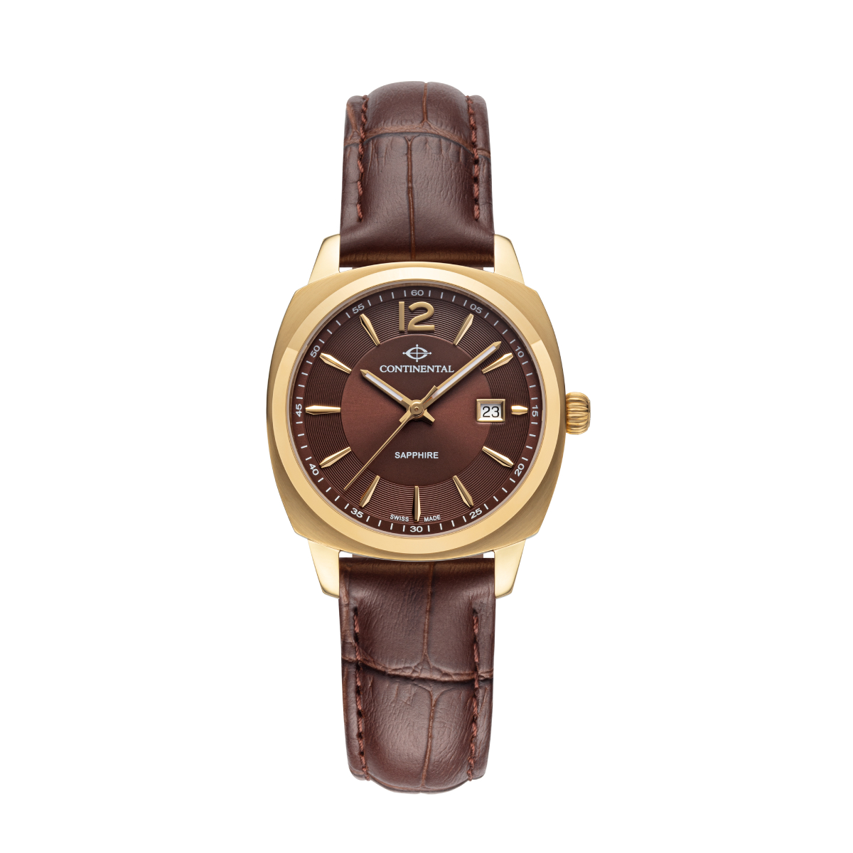 An elegant CONTINENTAL Ladies Brown Dial Dress Watch 24451-LD256620 Swiss Made Luxury Watches For Women Women’s Stainless Steel Watch