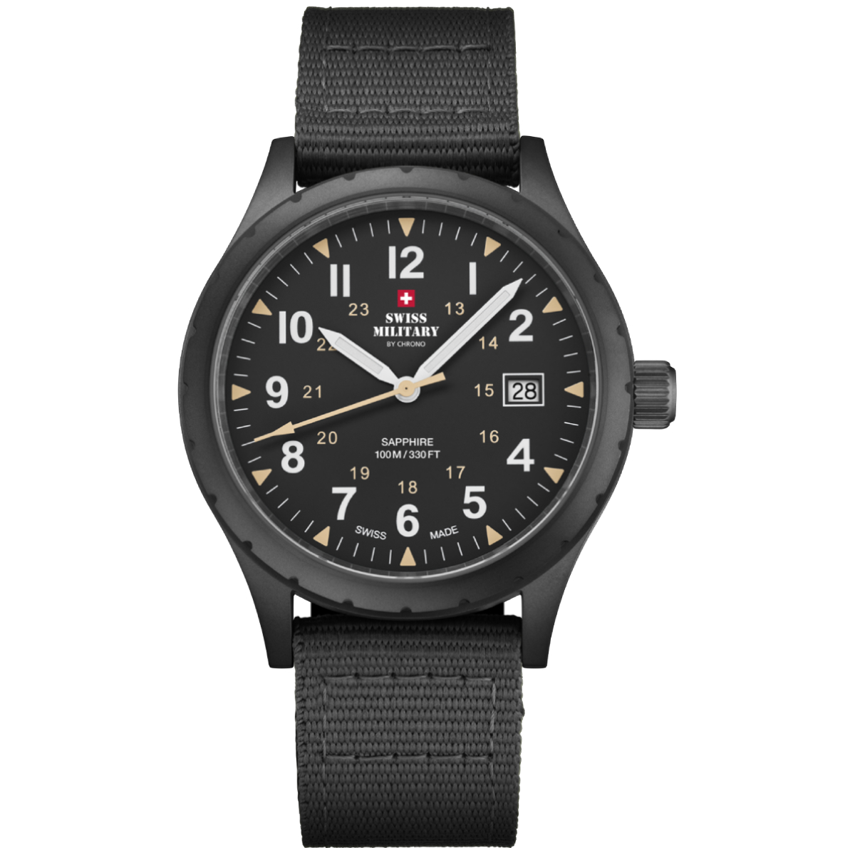SWISS MILITARY Gents Black Dial Field Watch SM34108.06 Swiss Made Luxury Watch, Stainless Steel, Black Dial Sports Watch with an Accurate Quartz Movement