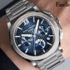 Emile Chouriet Challenger Cliff Gents Blue Dial Swiss Automatic Chronograph Watch with Power Reserve. Luxury Swiss Sports Watch.