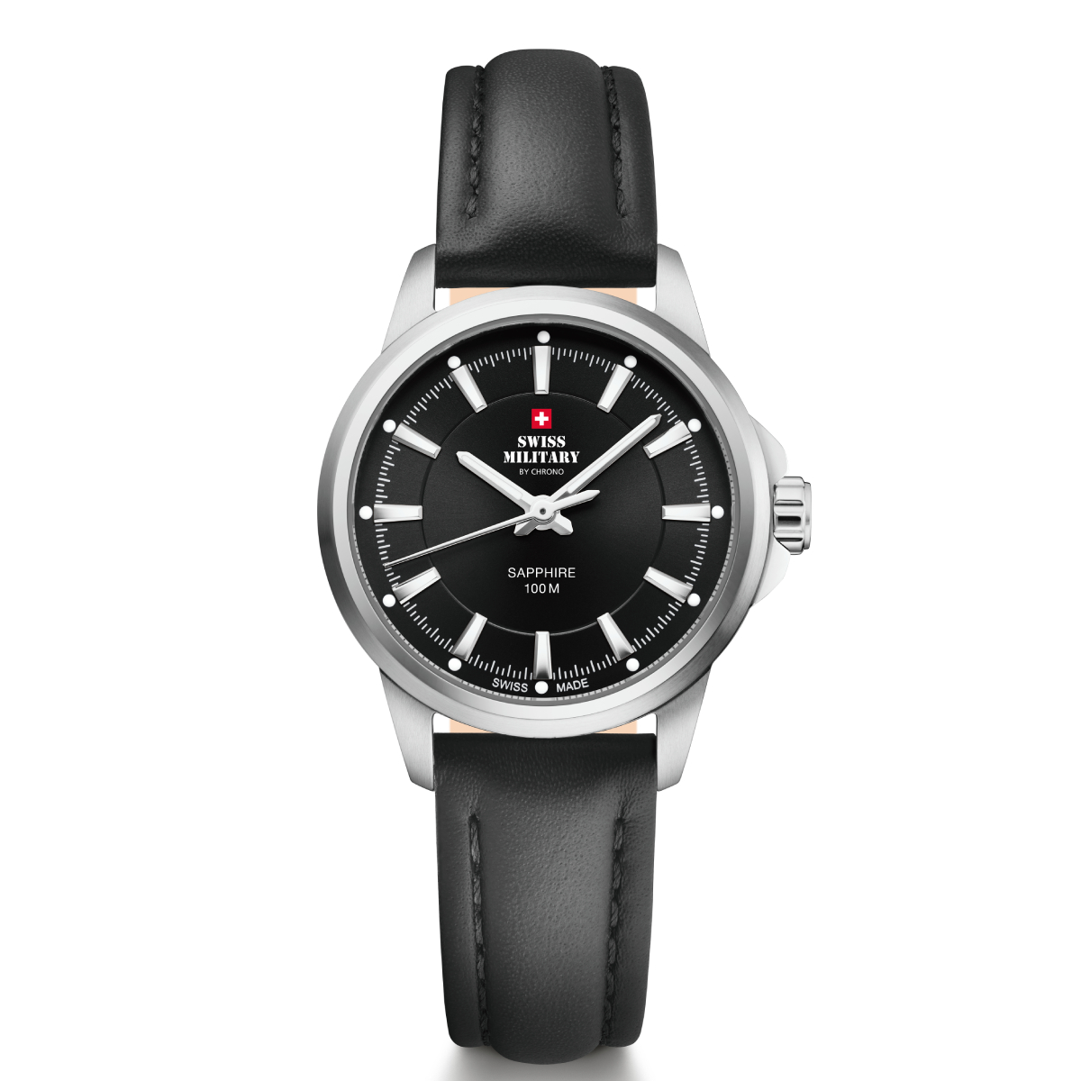 SWISS MILITARY Ladies Black Dial Dress Watch SM34105.08 Swiss Made Luxury Watch, Ladies Fashion Watch Black Dial Dress Watch Accurate Quartz Movement.