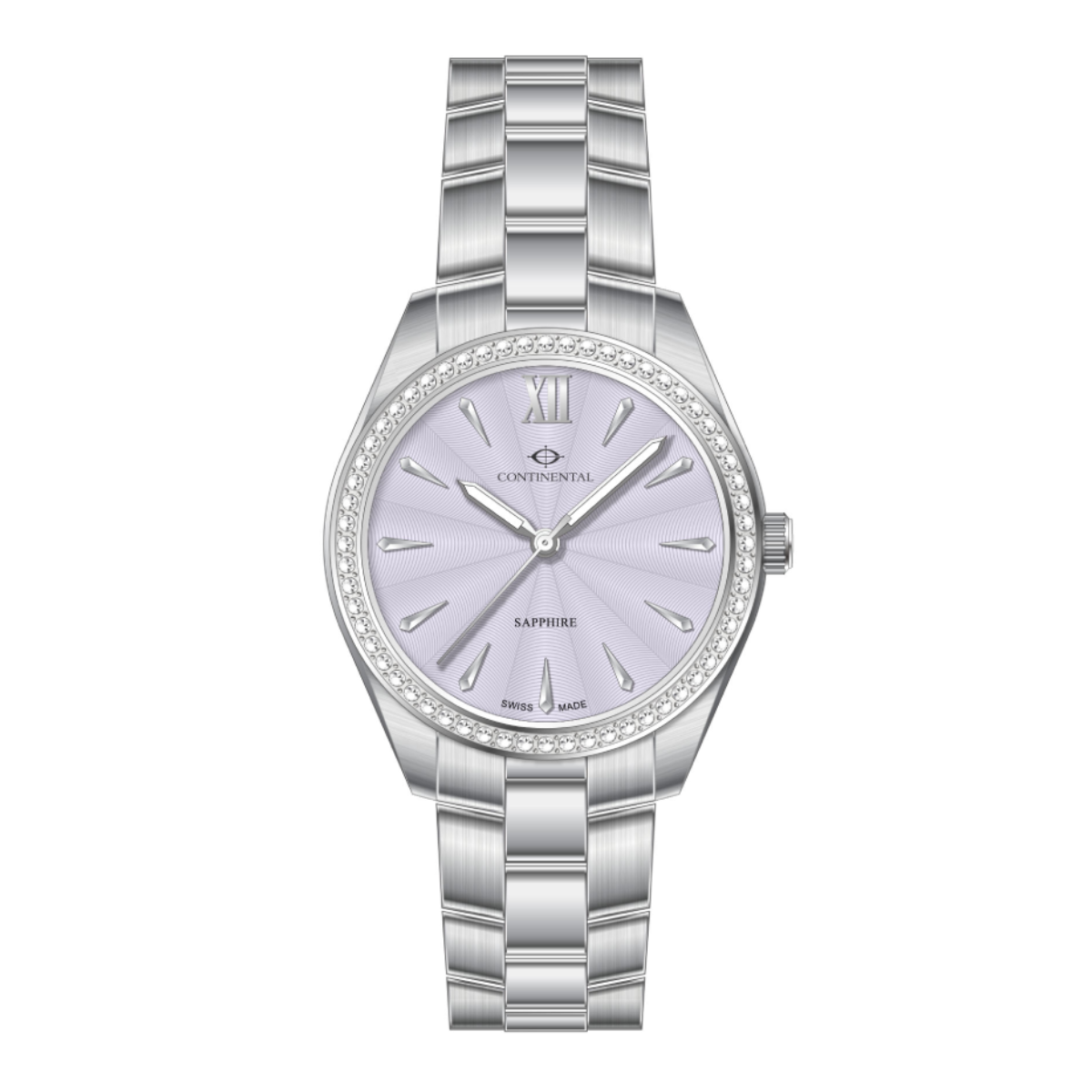 An elegant CONTINENTAL Dress Watch 22508.LT101391 Swiss Made Luxury Watch for Women Women’s Stainless Steel Watch Women's Violet Dial Watches