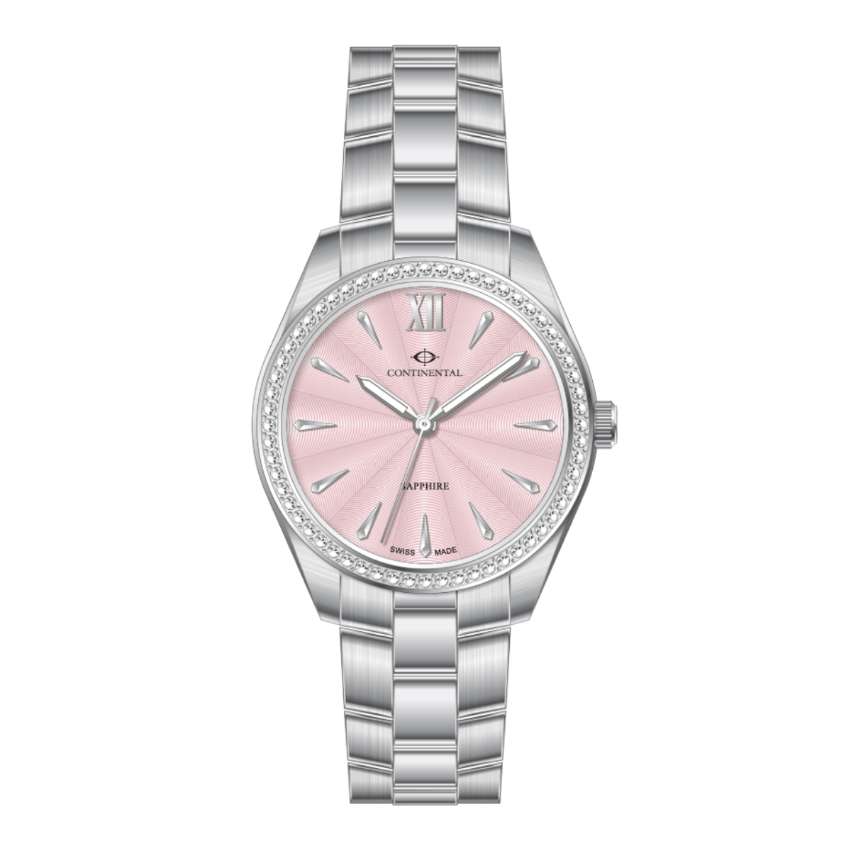 An elegant CONTINENTAL Dress Watch 22508.LT101771 Swiss Made Luxury Watch for Women Women’s Stainless Steel Watch Women's Rose Dial Watches