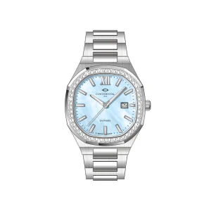 CONTINENTAL Ladies Blue Dial Dress Watch 23501-LD101851 Swiss Made Luxury Watch For Women Women’s Stainless Steel Watch Women's Blue Dial Watches
