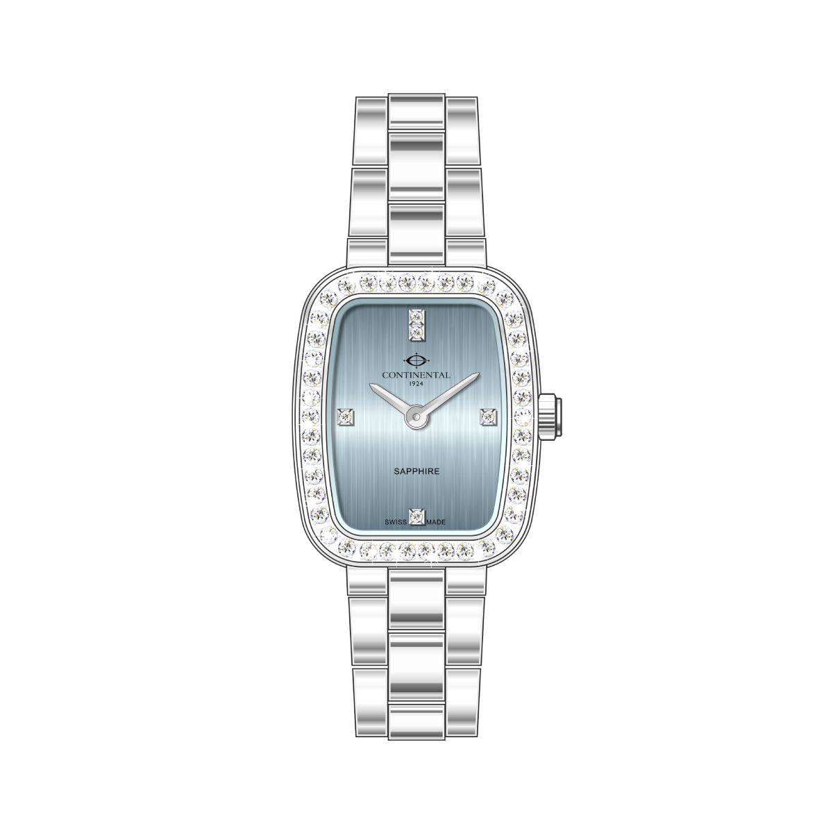 CONTINENTAL Ladies Blue Dial Stainless Steel Bracelet Dress Watch 26603.LT101141 Swiss Made Luxury Watch Women’s Stainless Steel Watch Blue Dial Watches