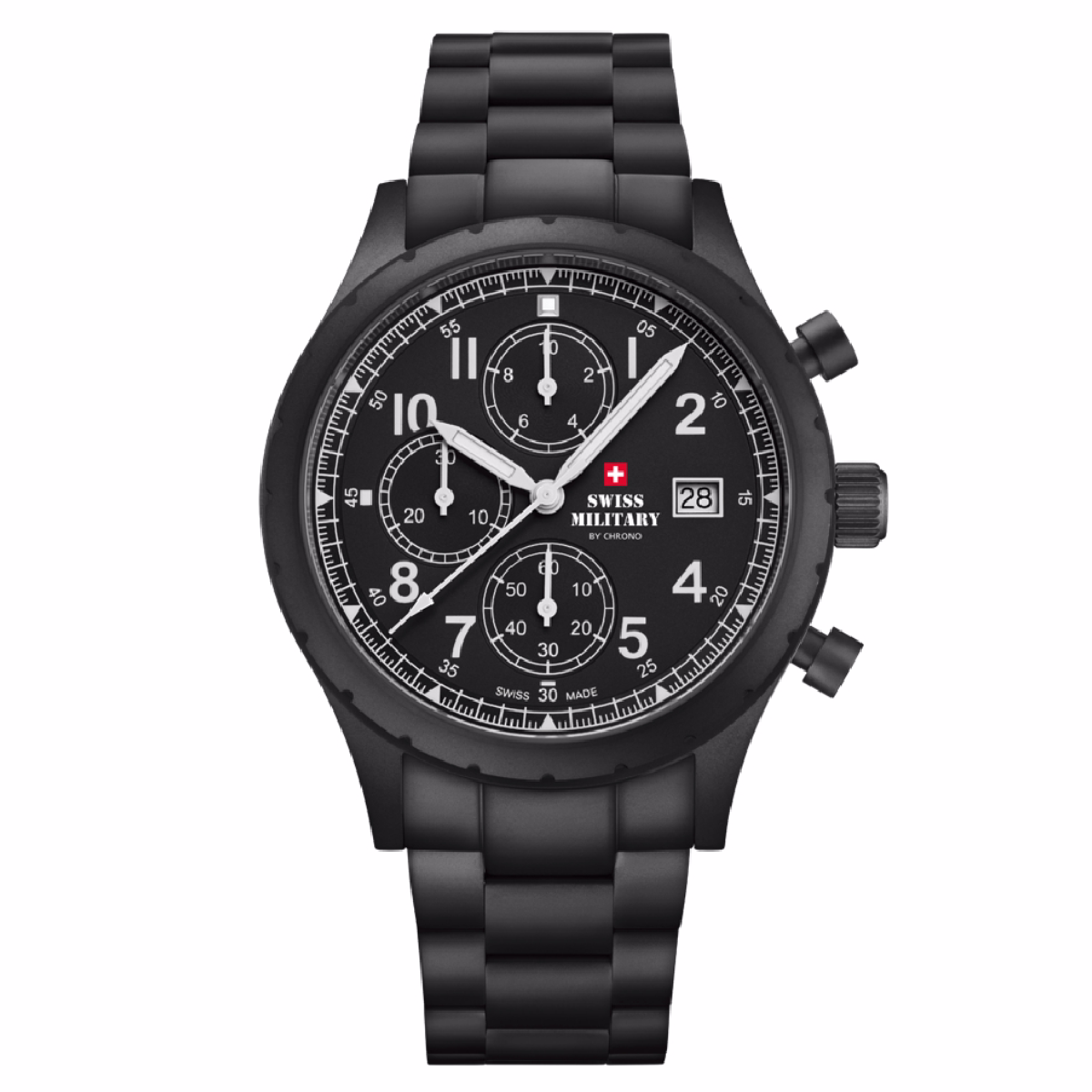 SWISS MILITARY Chronograph Watch SM34117.05 Swiss Made Luxury Watch, Men's Stainless Steel Watch, Orange Dial Sports Watch with an Accurate Quartz Movement